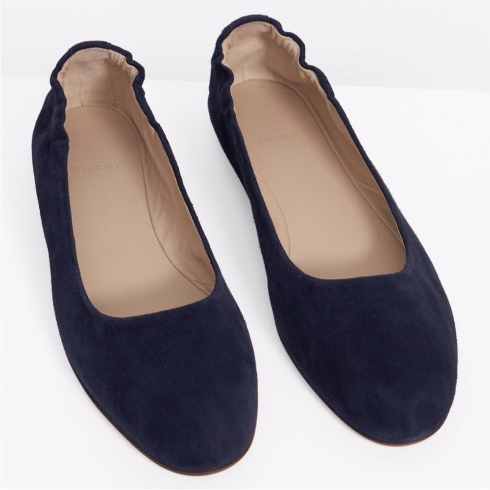 Theory Navy Suede Ballet Flats in Great Condition, made in Italy